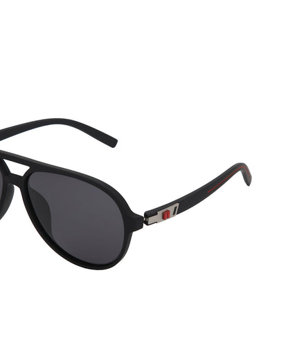 Black with Silver Toned and Black Polarised Lens Aviator Sunglass for men