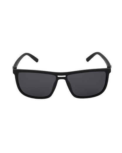 Black with Silver Toned and Black Polarised Lens Rectangle Sunglass for men
