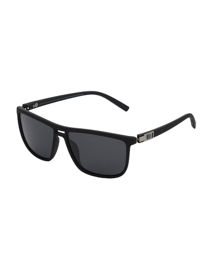 Black with Silver Toned and Black Polarised Lens Rectangle Sunglass for men