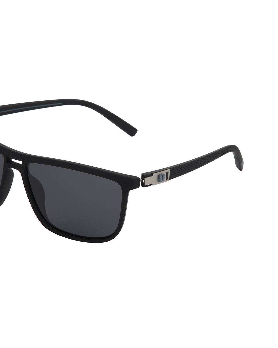 Black with Silver Toned and Black Polarised Lens Rectangle Sunglass for men