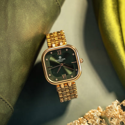 Chelsea: Women Rose Gold/Green Analog Watch - CLSSCDGRN