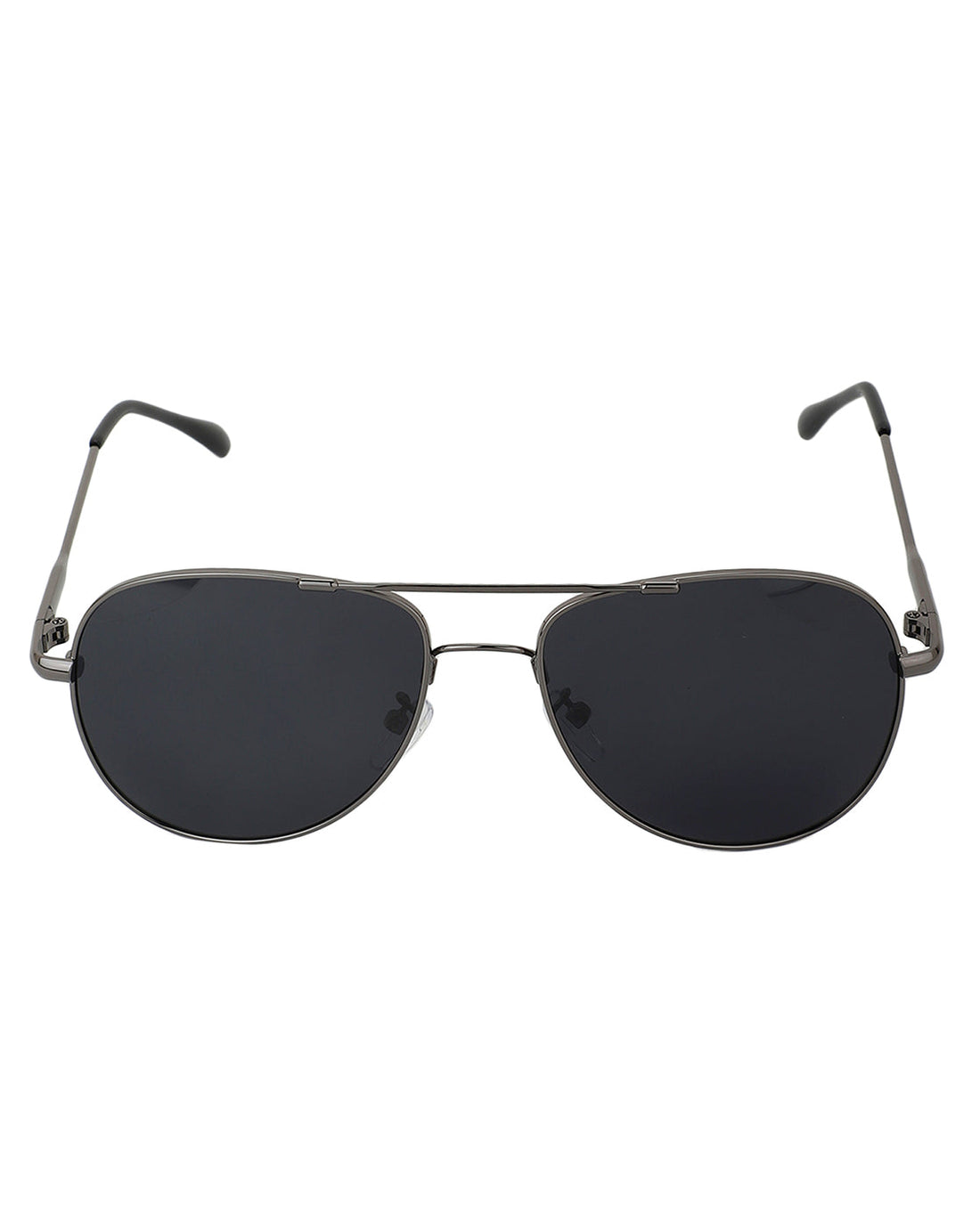 Carlton London Unisex Black Lens & Gunmetal-Toned Aviator Sunglasses With Uv Protected Lens