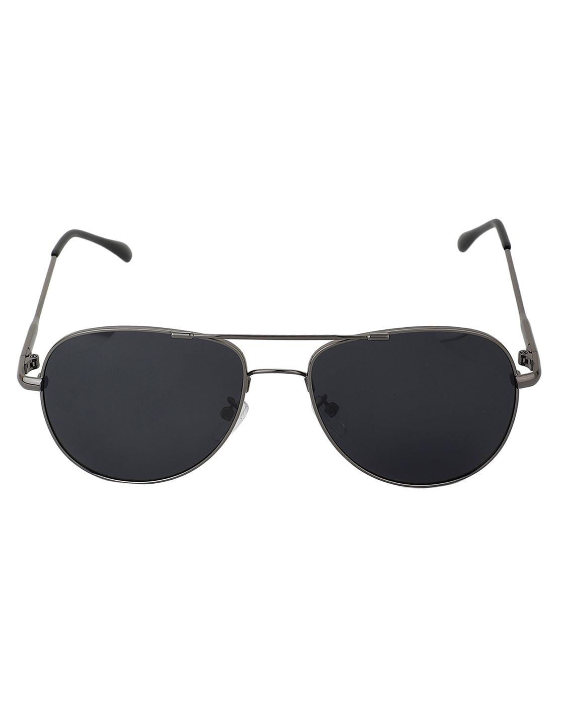 Carlton London Unisex Black Lens &amp; Gunmetal-Toned Aviator Sunglasses With Uv Protected Lens