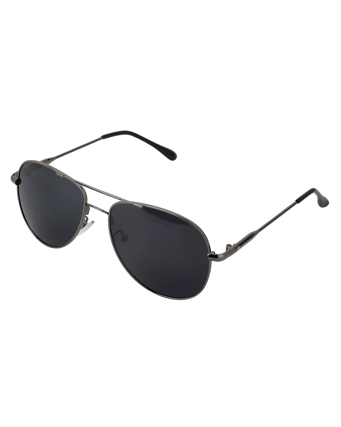 Carlton London Unisex Black Lens &amp; Gunmetal-Toned Aviator Sunglasses With Uv Protected Lens