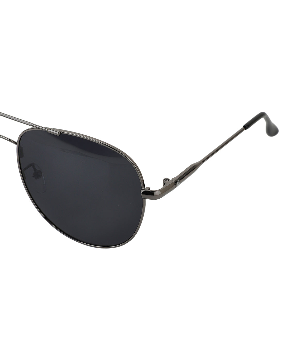 Carlton London Unisex Black Lens &amp; Gunmetal-Toned Aviator Sunglasses With Uv Protected Lens