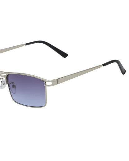 Silver Toned with UV Protected Lens Rectangle Sunglass for unisex