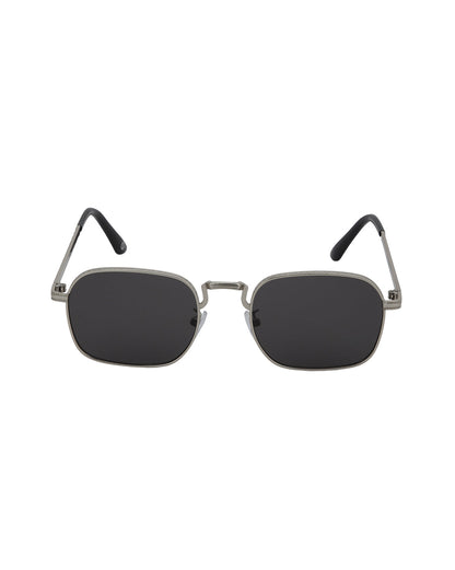 Silver with Black Toned UV Protected Lens Rectangle Sunglass for unisex