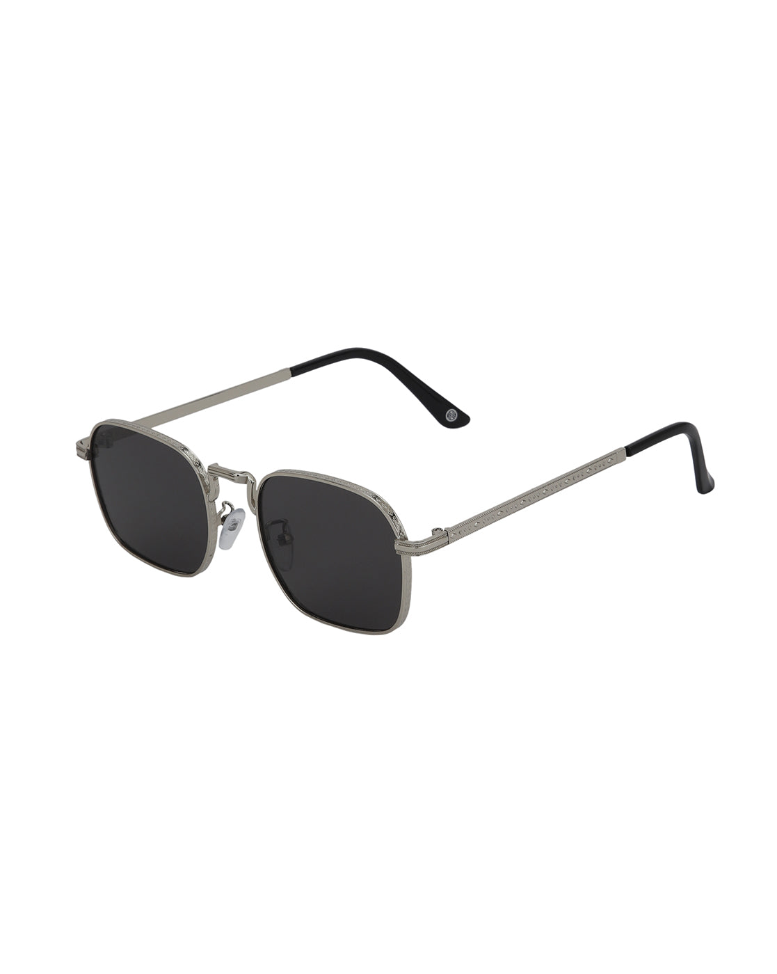 Silver with Black Toned UV Protected Lens Rectangle Sunglass for unisex
