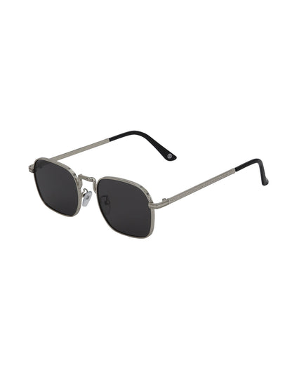Silver with Black Toned UV Protected Lens Rectangle Sunglass for unisex