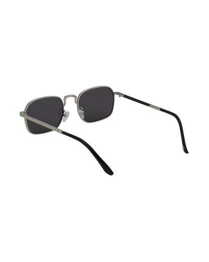 Silver with Black Toned UV Protected Lens Rectangle Sunglass for unisex