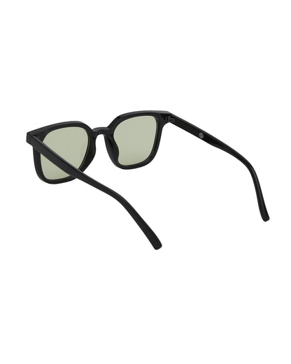 Black Toned with Green UV Protected Lens Rectangle Sunglass for unisex