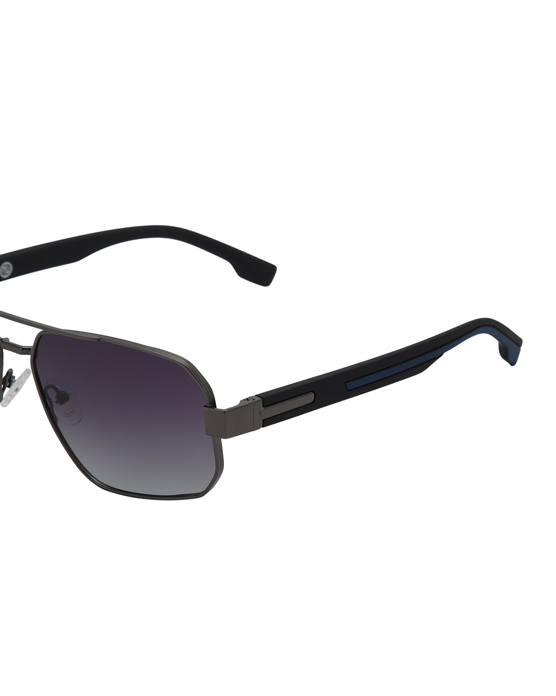 Unisex Premium Metallic &amp; Black Toned Grey UV with Polarised Lens Rectangle Sunglass