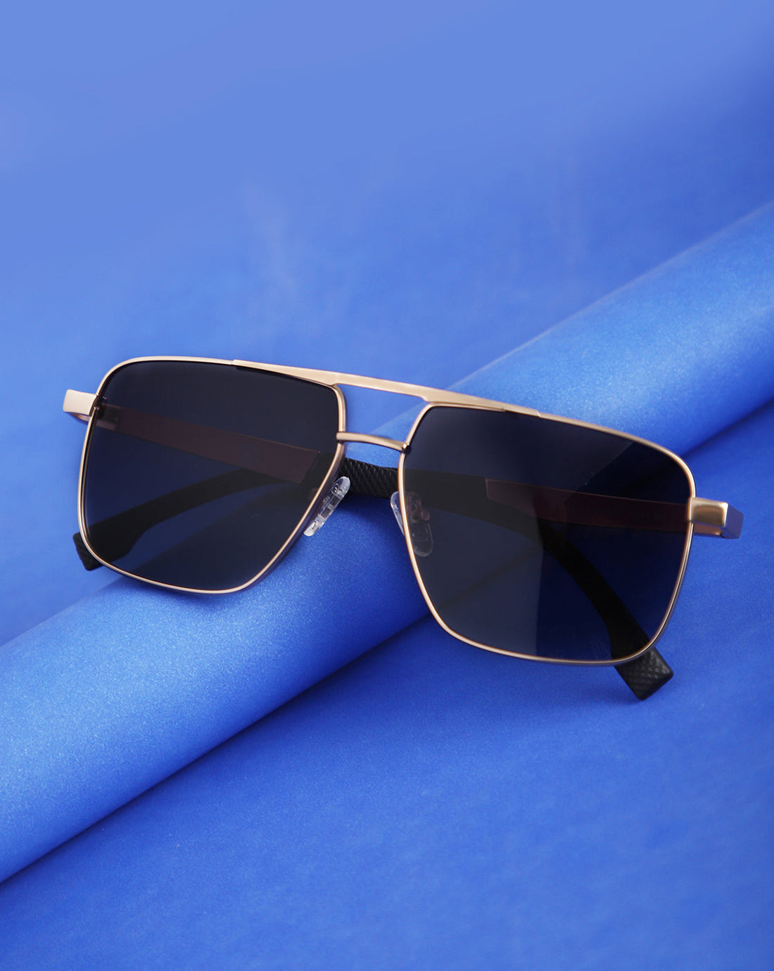 Unisex Premium Rose Gold & Black Toned Grey UV with Polarized Lens Square Sunglass