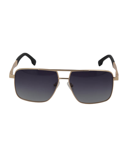 Unisex Premium Rose Gold &amp; Black Toned Grey UV with Polarized Lens Square Sunglass