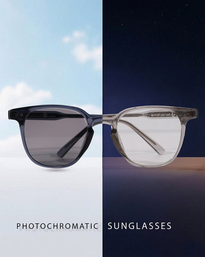 Unisex Premium Polarised UV Protected Photochromic Frame &amp; Lens Grey Wayfarer Sunglasses