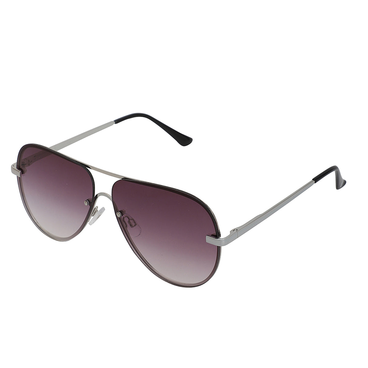 Carlton London Silver &amp; Black Toned Uv Protected Aviator Sunglasses For Women