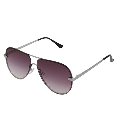 Carlton London Silver &amp; Black Toned Uv Protected Aviator Sunglasses For Women