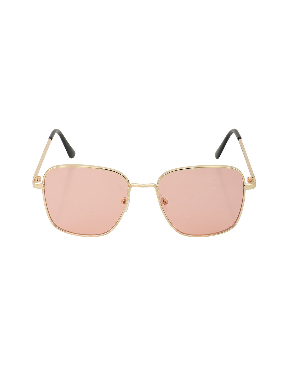Gold With Black Toned And Pink Uv Protected Lens Square Sunglass For Women