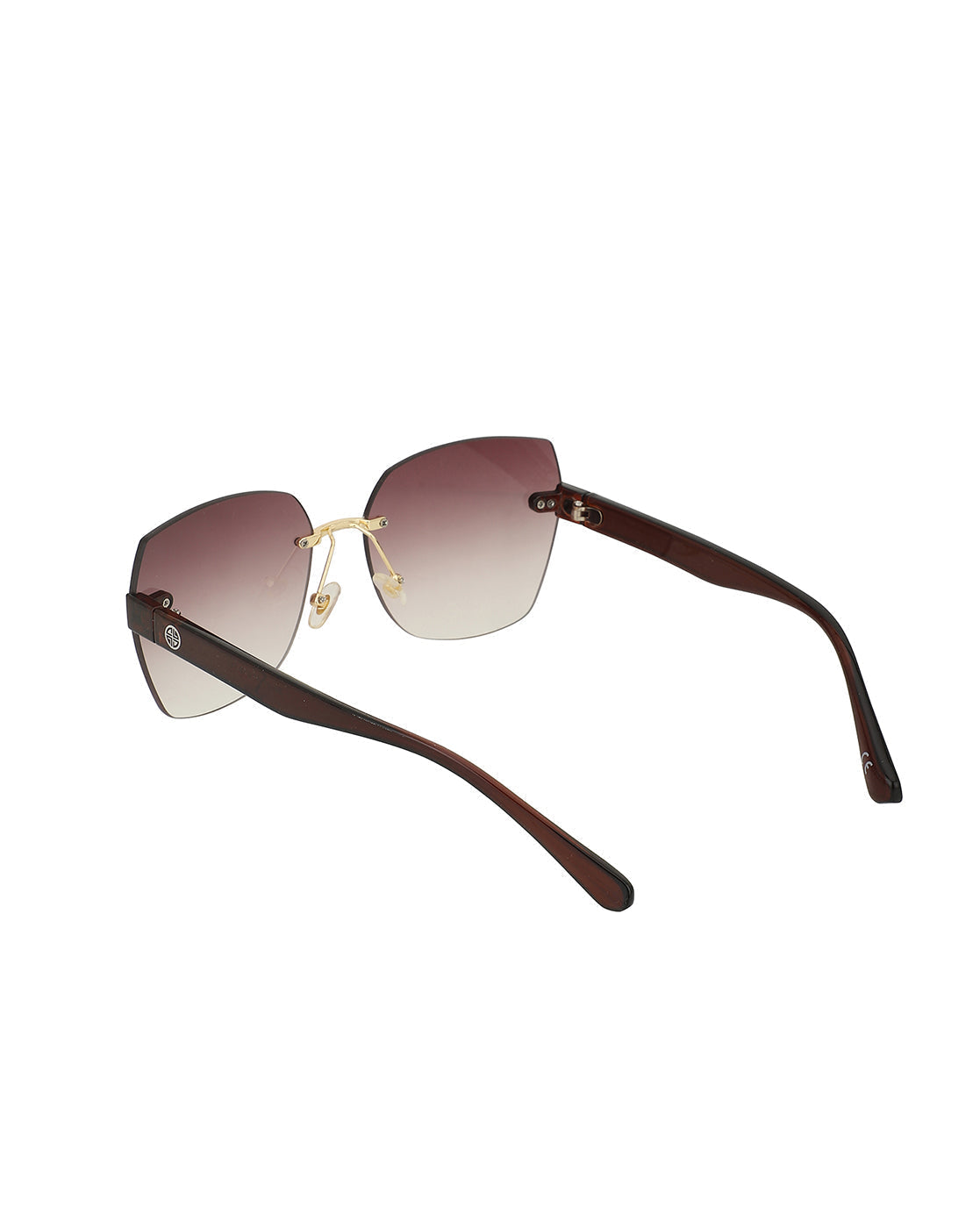 Gold With Brown Toned Oversized Women Rimless Sunglass With Uv Protected Lens