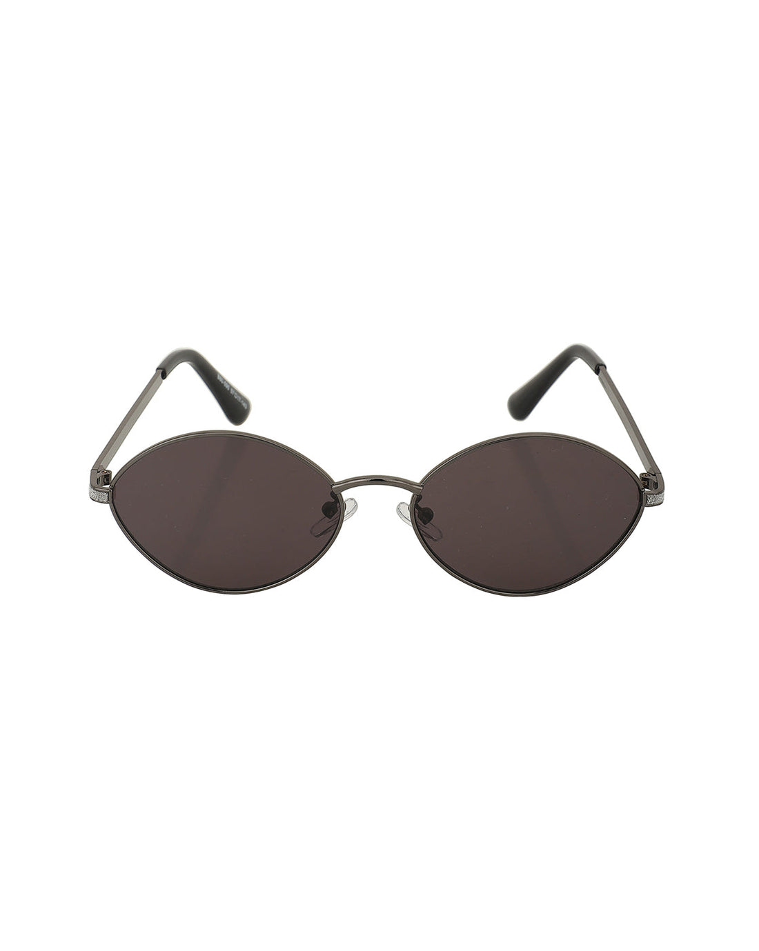 Metallic With Silver Toned Oval Sunglass For Women And Uv Protected Lens