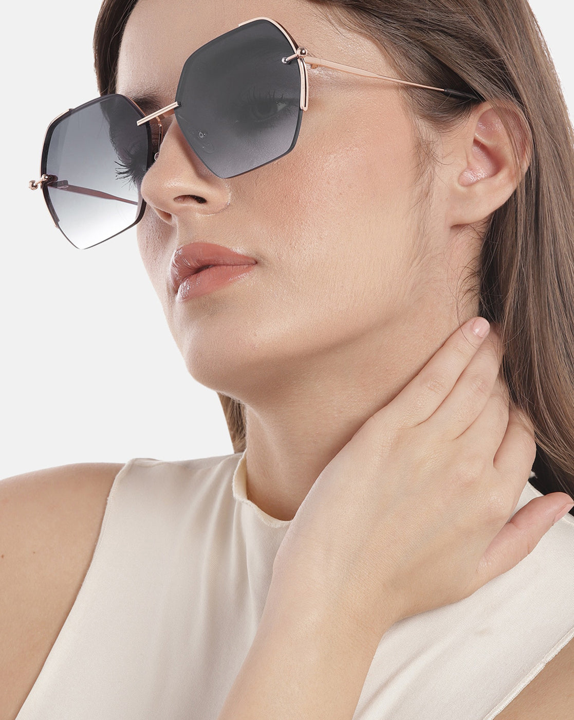 Premium Rose Gold with Brown Toned &amp; UV Protected Lens Oversized Sunglass for women