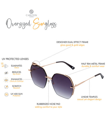 Premium Rose Gold with Brown Toned &amp; UV Protected Lens Oversized Sunglass for women