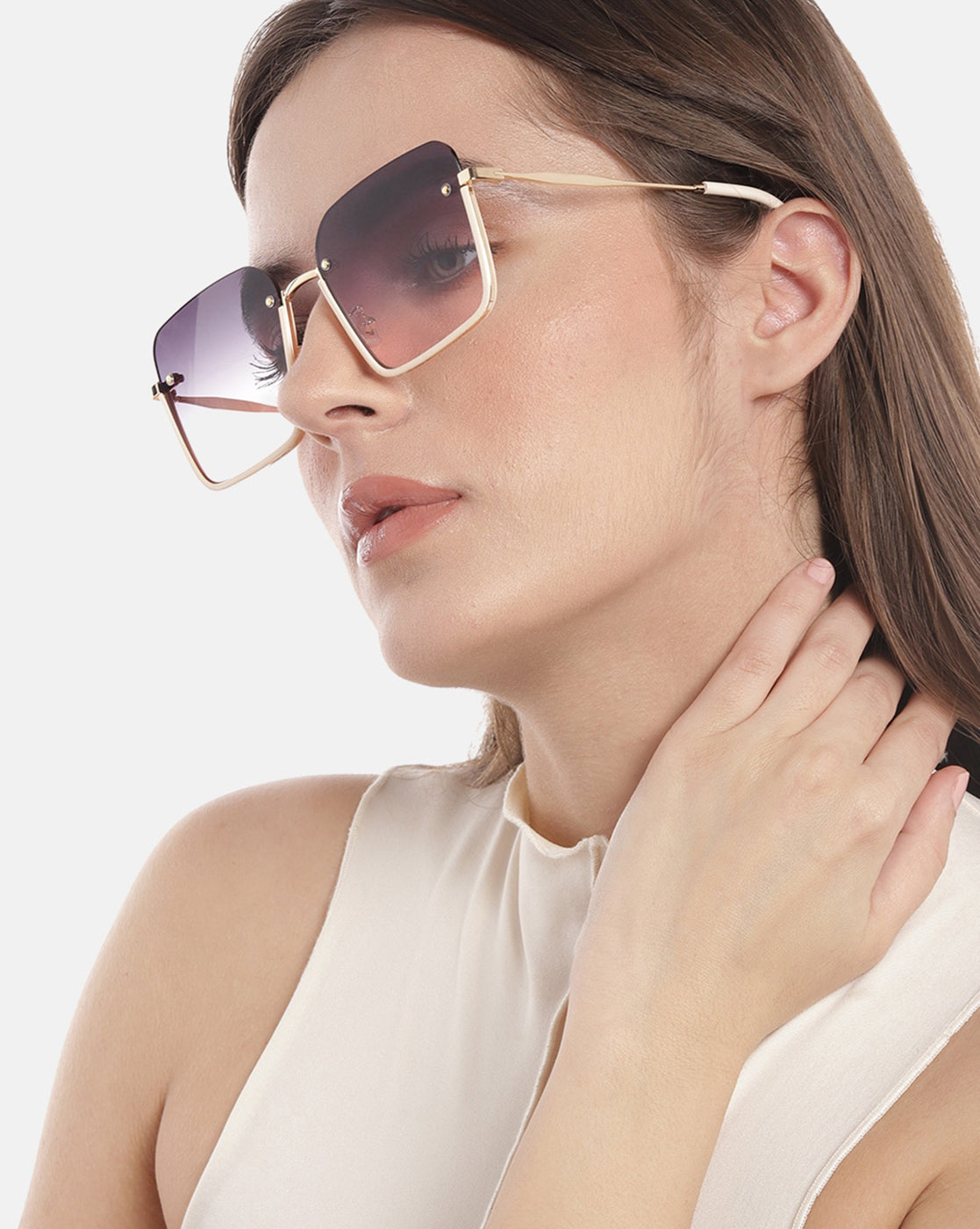 Premium Gold Toned &amp; UV Protected Lens Oversized Sunglass for women