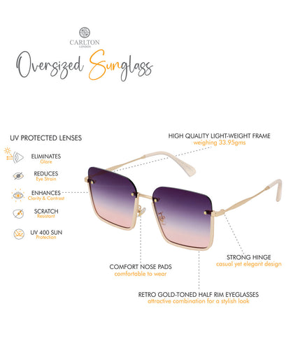 Premium Gold Toned &amp; UV Protected Lens Oversized Sunglass for women