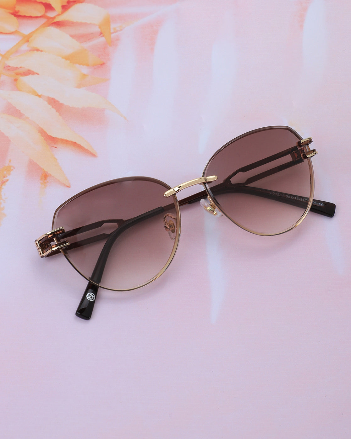 Premium Gold with Brown Toned &amp; UV Protected Lens Cat Eye Sunglass for women