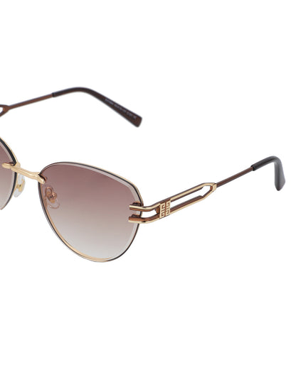 Premium Gold with Brown Toned &amp; UV Protected Lens Cat Eye Sunglass for women