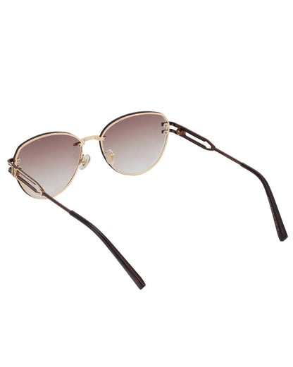 Premium Gold with Brown Toned &amp; UV Protected Lens Cat Eye Sunglass for women