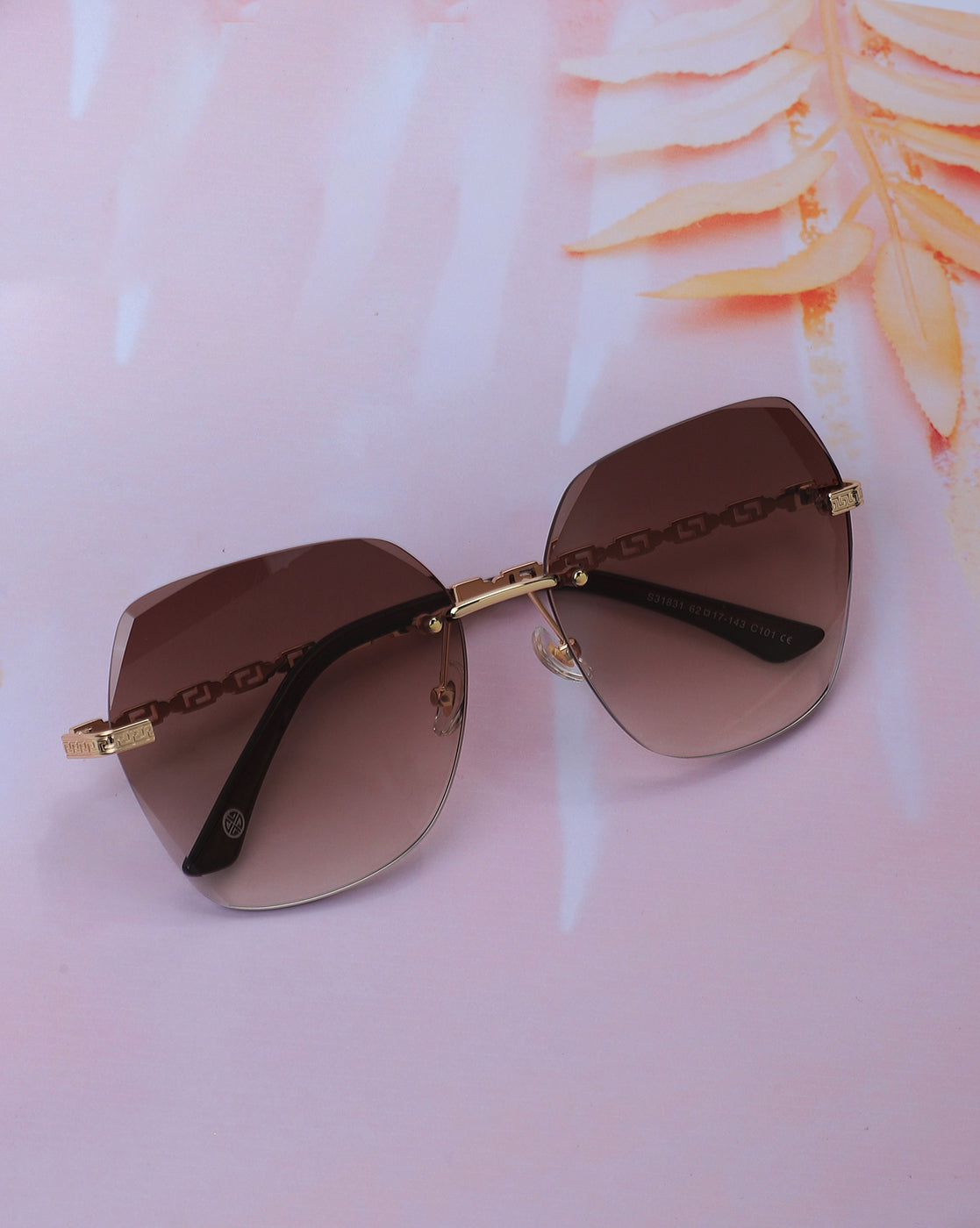 Premium Gold with Brown Toned &amp; UV Protected Lens Oversized Sunglass for women