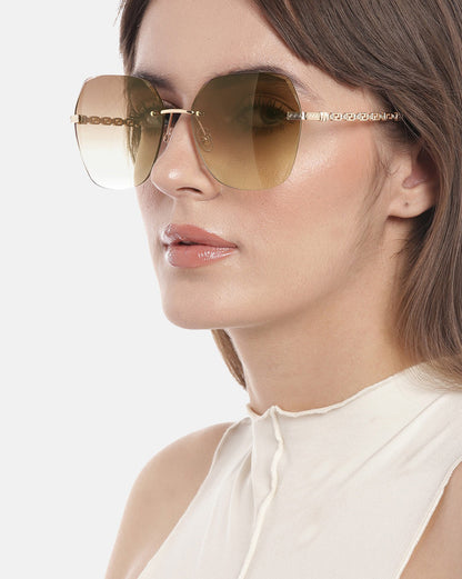 Premium Gold with Brown Toned &amp; UV Protected Lens Oversized Sunglass for women