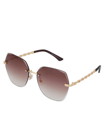 Premium Gold with Brown Toned &amp; UV Protected Lens Oversized Sunglass for women