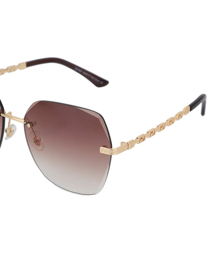 Premium Gold with Brown Toned &amp; UV Protected Lens Oversized Sunglass for women