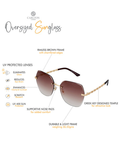 Premium Gold with Brown Toned &amp; UV Protected Lens Oversized Sunglass for women