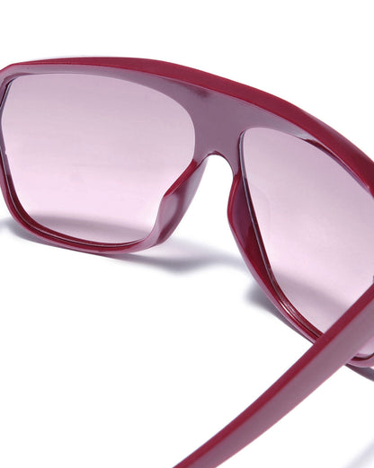 Maroon Toned with Polycarbonate UV Protected Lens Oversized Sunglass for women