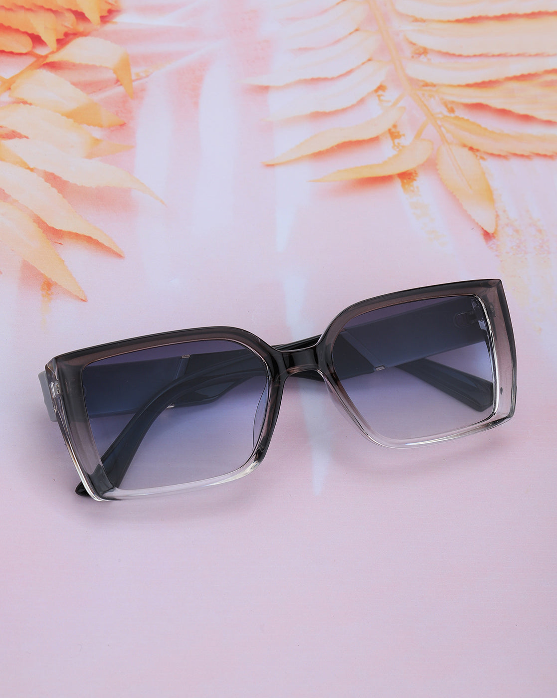 Grey &amp; Black Toned with UV Protected Lens Rectangle Sunglass for women