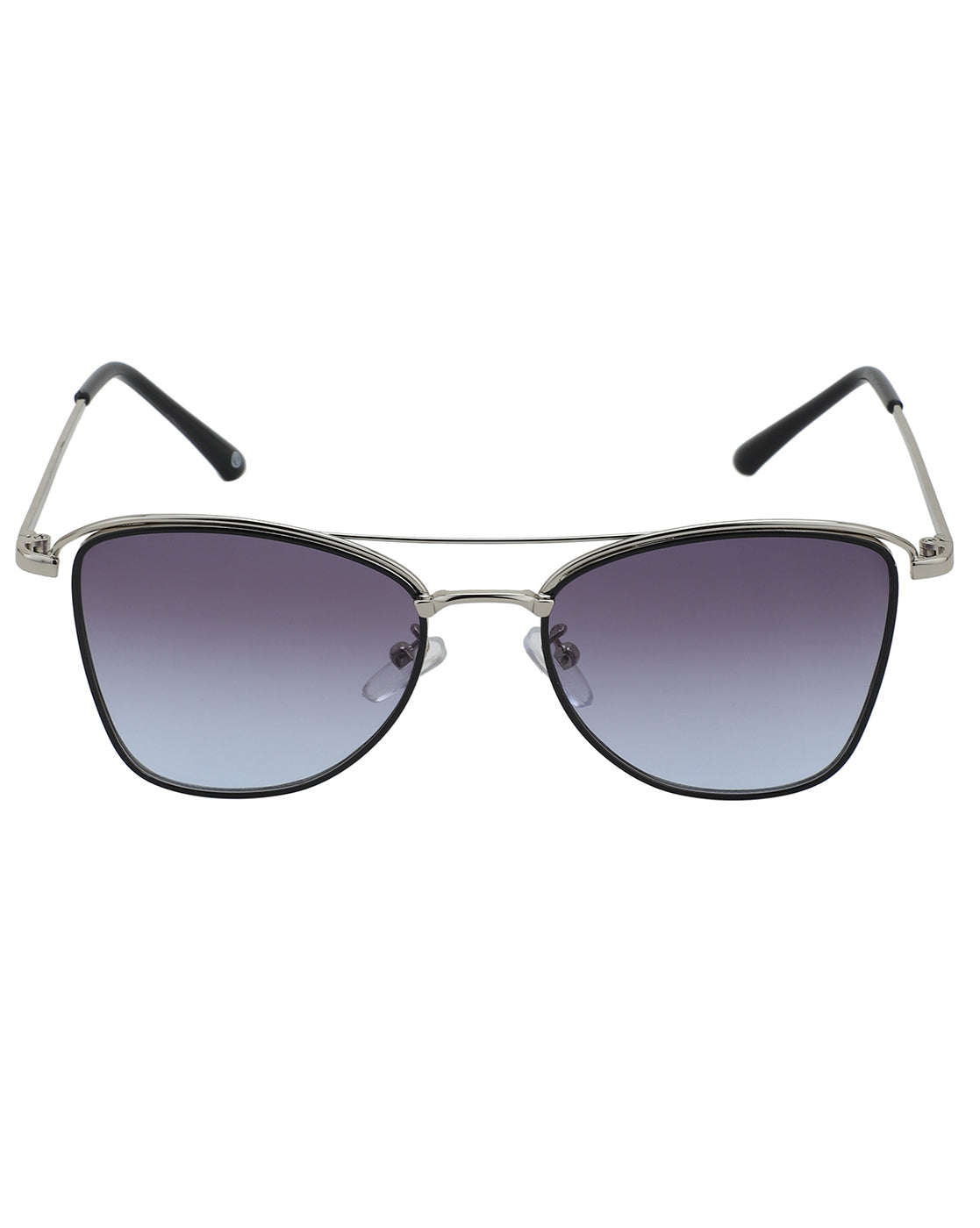 Silver &amp; Black Toned UV Protected Lens Butterfly Sunglass for women