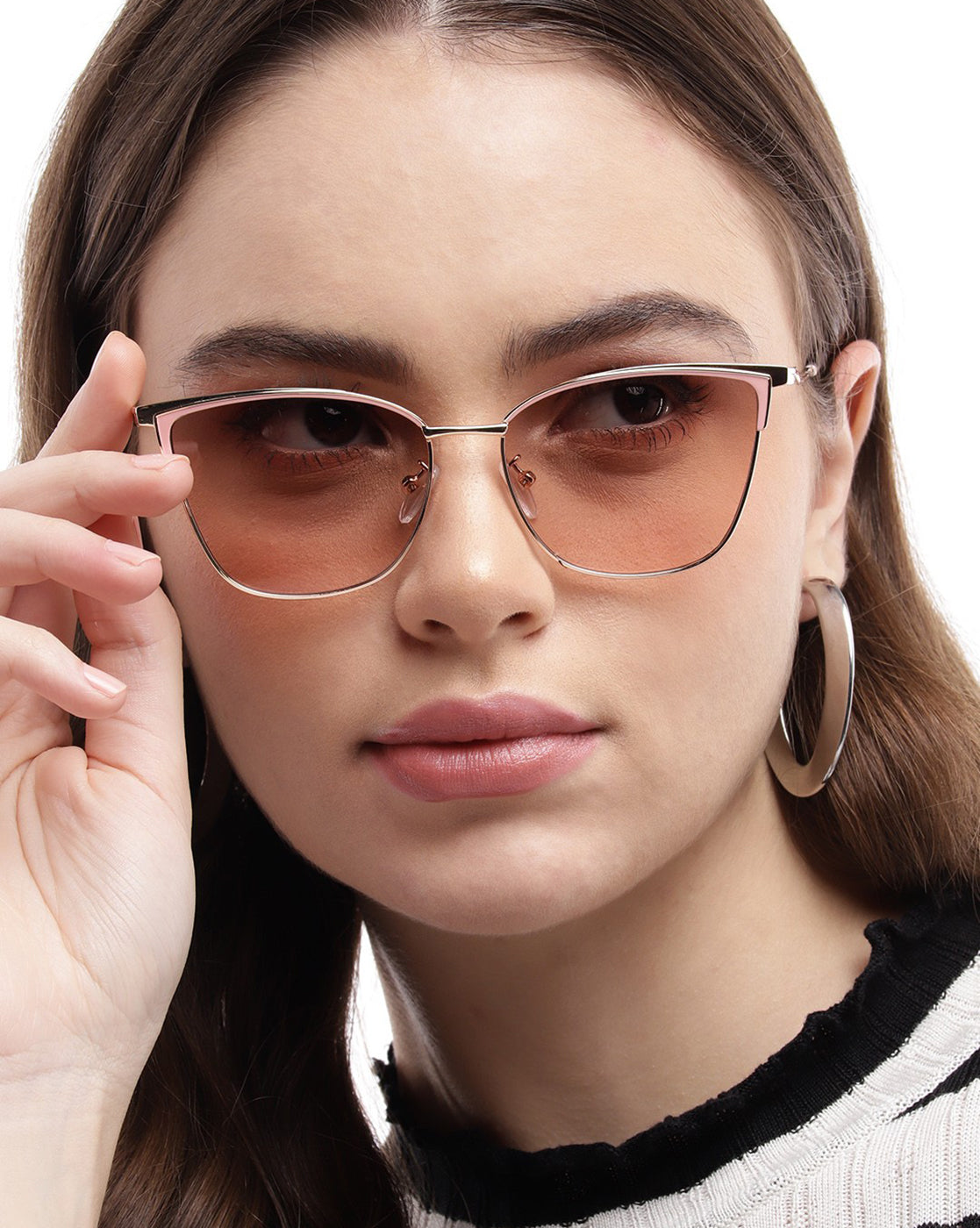 Gold &amp; Pink Toned with UV Protected Lens Cateye Sunglass for women