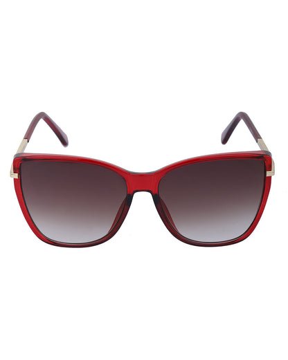 Red and Gold Toned UV Protected Lens Cat Eye Sunglass for women