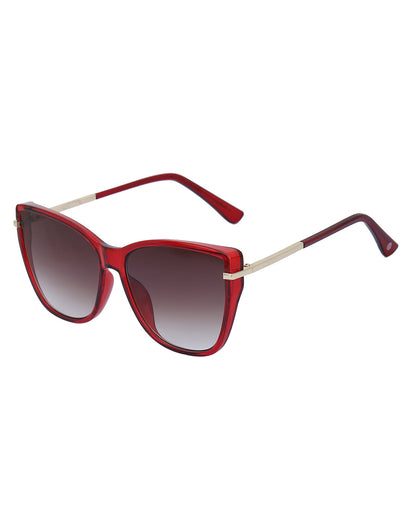 Red and Gold Toned UV Protected Lens Cat Eye Sunglass for women