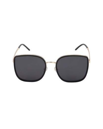 Black with Gold Toned and Black Polarised Lens Oversized Sunglass for womens