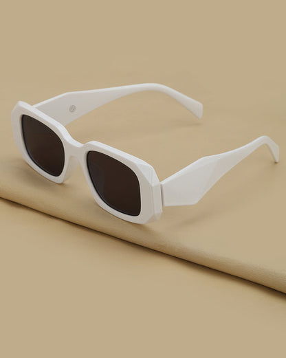 White Toned with Black UV Protected Lens Wayfarer Sunglass for womens