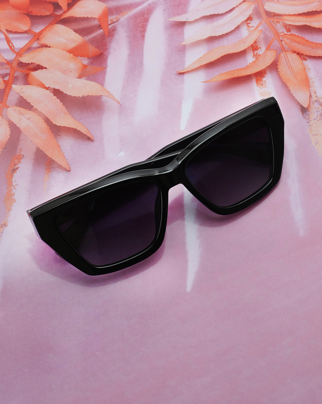 Black Toned with Blue Polarised Lens Rectangle Sunglass for women