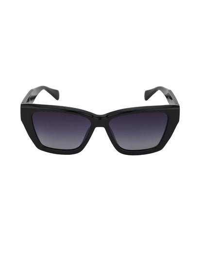 Black Toned with Blue Polarised Lens Rectangle Sunglass for women