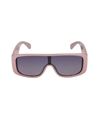 Pink and Gold Toned with Blue Polarised Lens Shield Sunglass for women