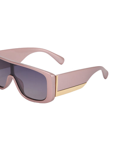 Pink and Gold Toned with Blue Polarised Lens Shield Sunglass for women