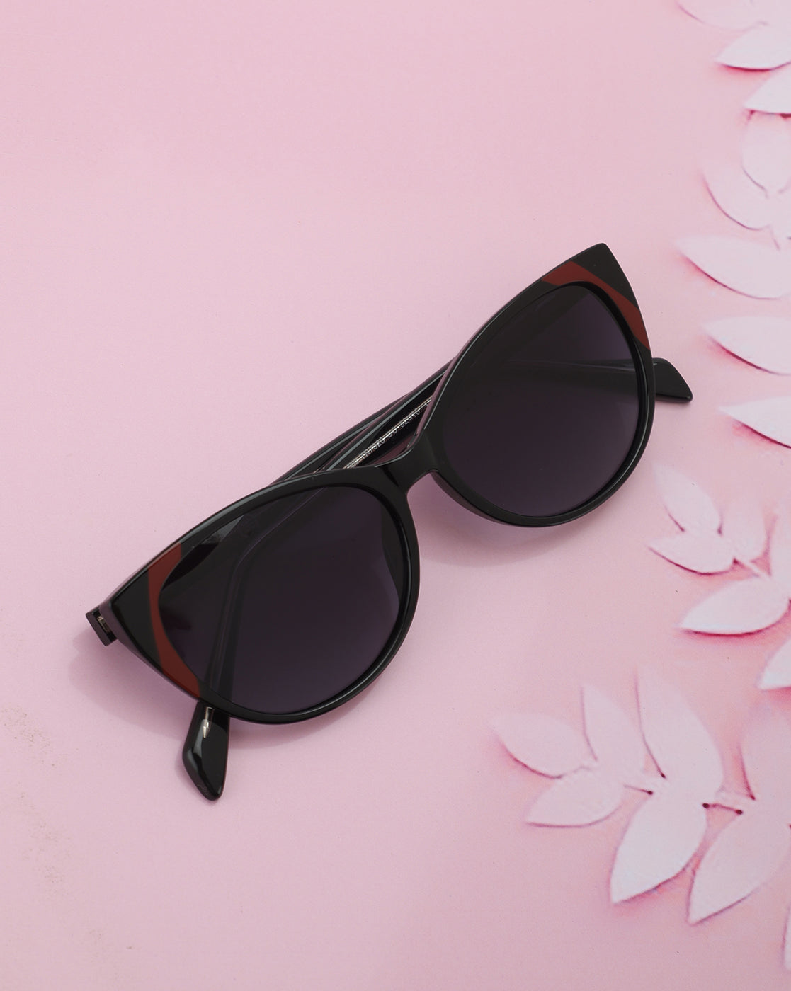 Black and Red Toned with Polarised Lens Cat Eye Sunglass for women