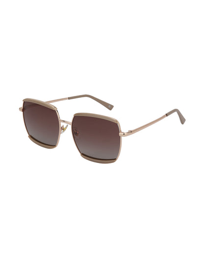 Rose Gold and Light Brown Toned with Polarised Lens Oversized Sunglass for women